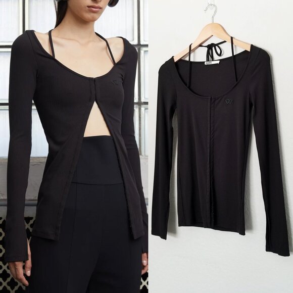 Danz New York FIR Hook & Eye Long Sleeve Top with Front Tie Slit Long Sleeves 38 - Picture 6 of 16